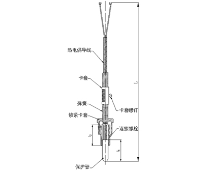 压簧固定式热电偶