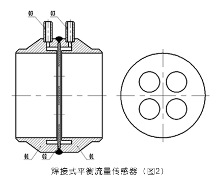 焊接式平衡流量计传感器示意图