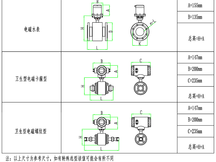 智能电磁流量计外形尺寸